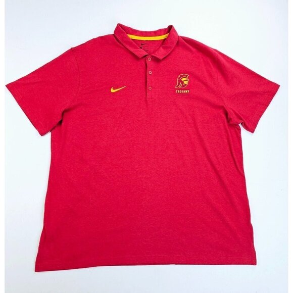 Nike 2XL Men's USC Trojans Embroidered Logo Burgundy Short Sleeve Swoosh Polo - Picture 1 of 10